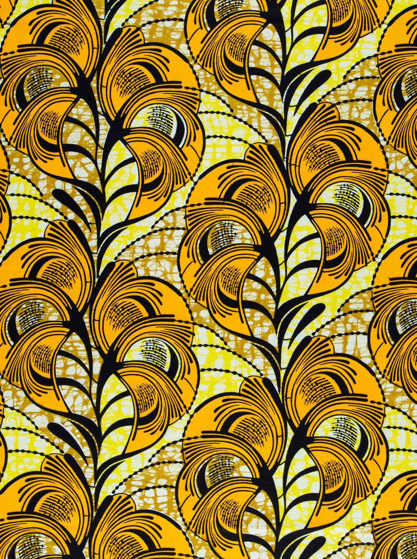 Vibrant yellow black peacock feather super-wax vls3520.002