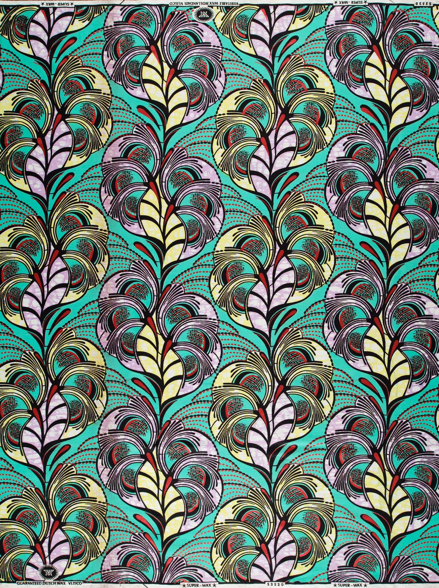 Vibrant turquoise african print fabric super-wax vls3520.004