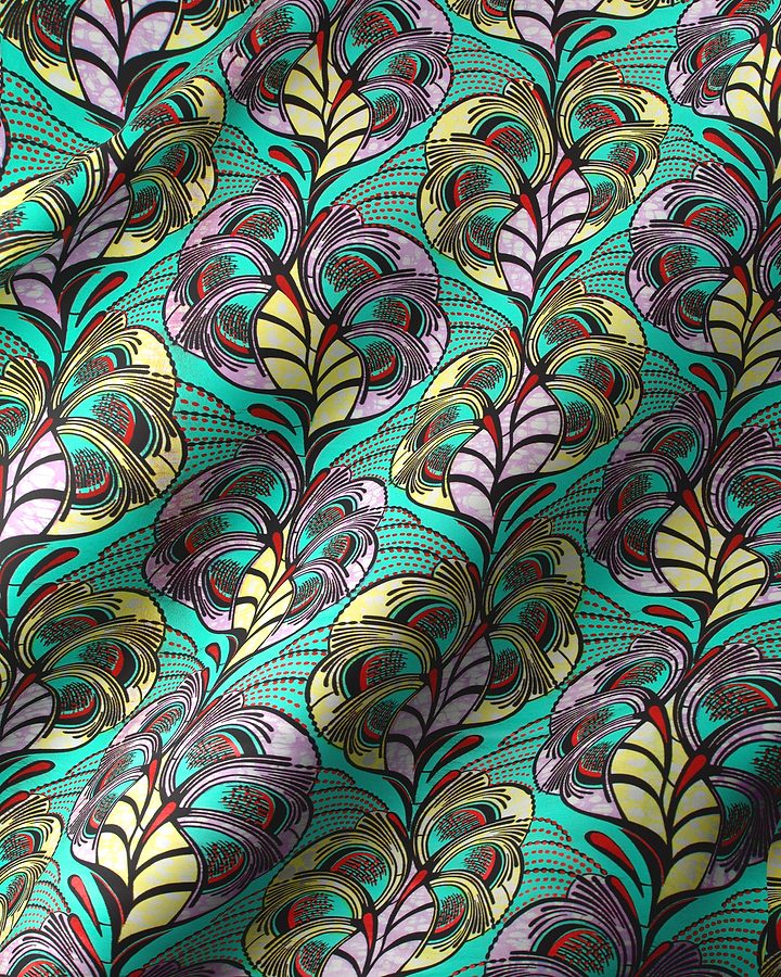 Vibrant turquoise fabric bold pattern super-wax vls3520.004