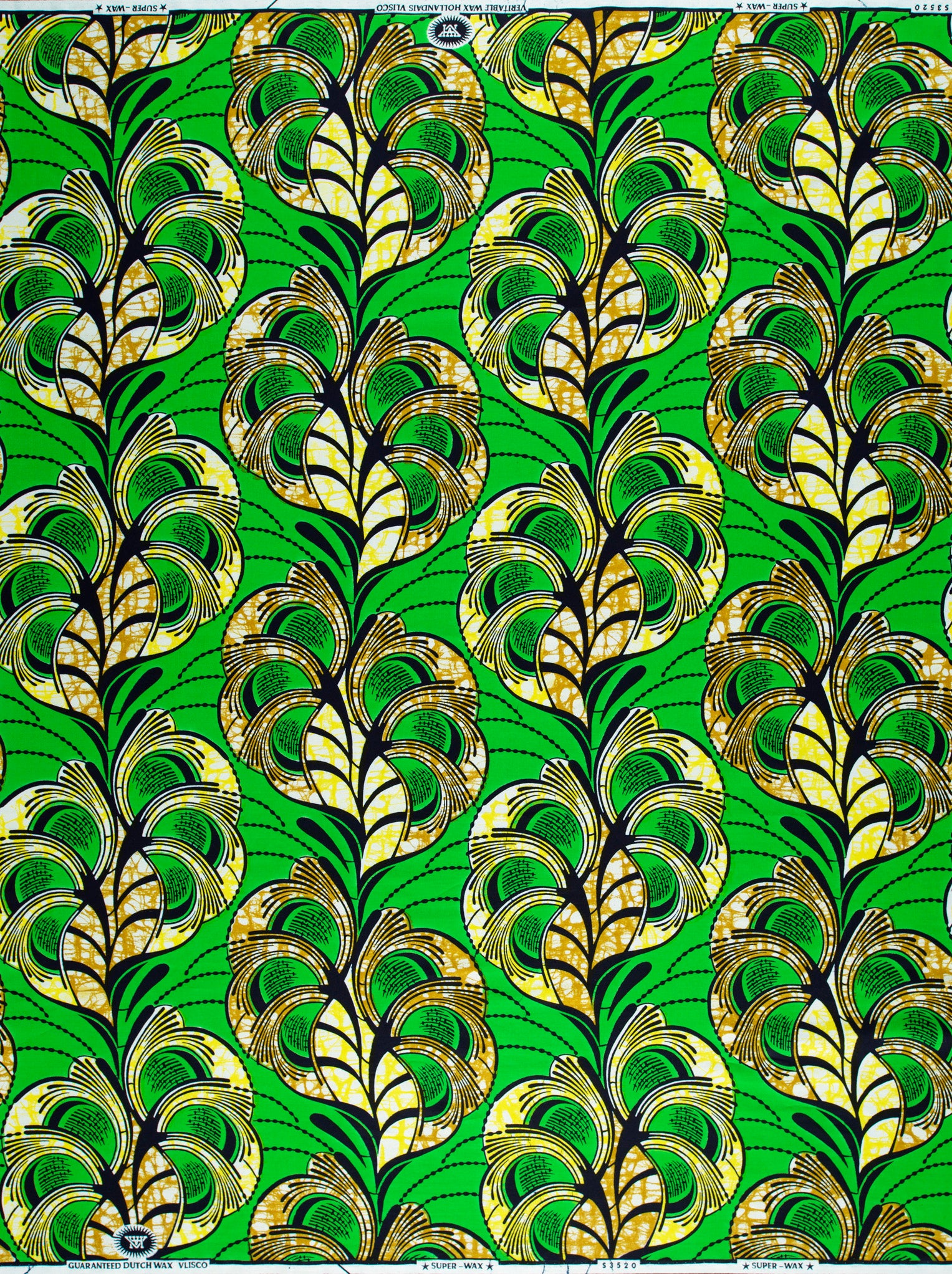 Vibrant green fabric bold patterns super-wax vls3520.006