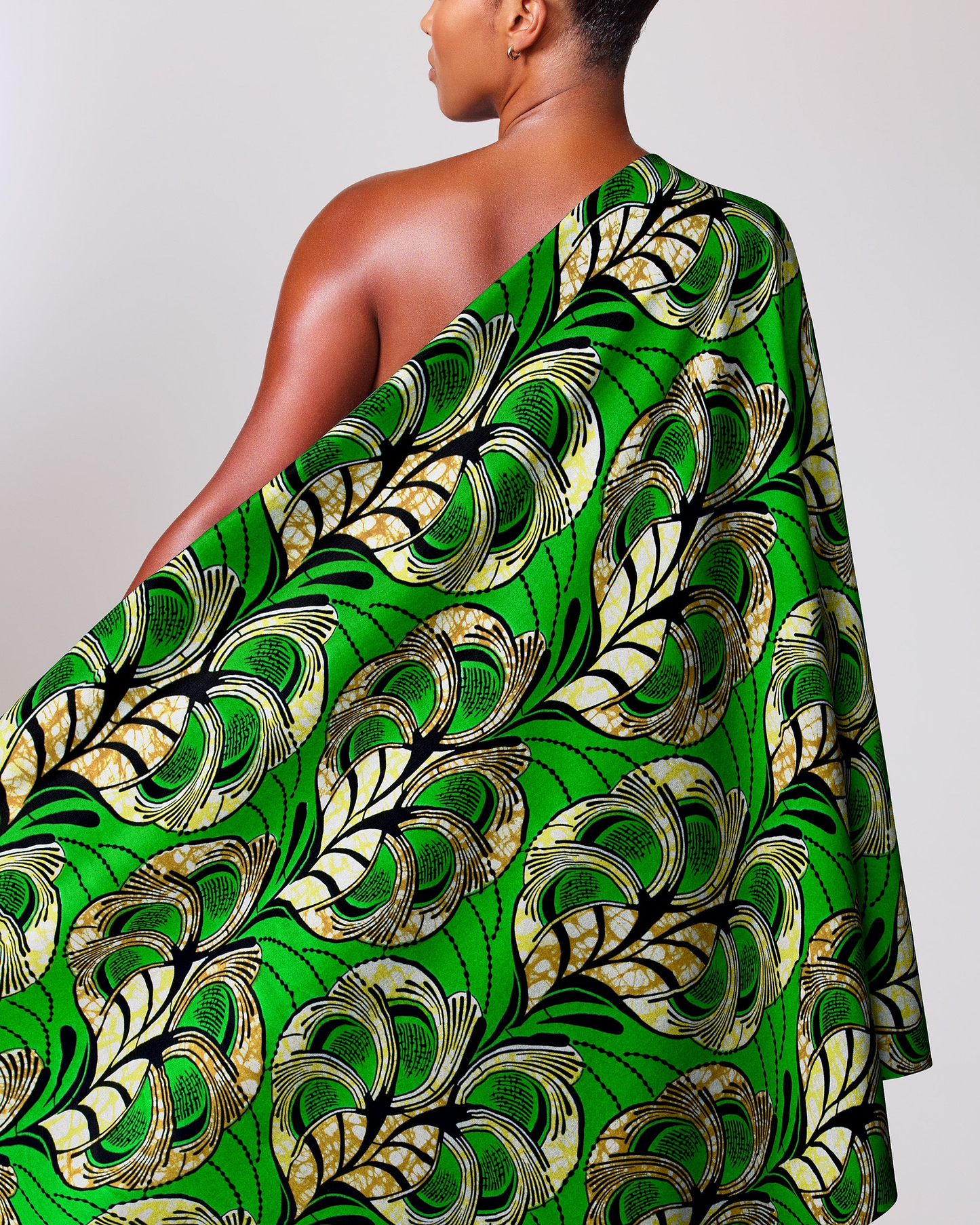 Vibrant green one-shoulder wrap dress super-wax vls3520.006