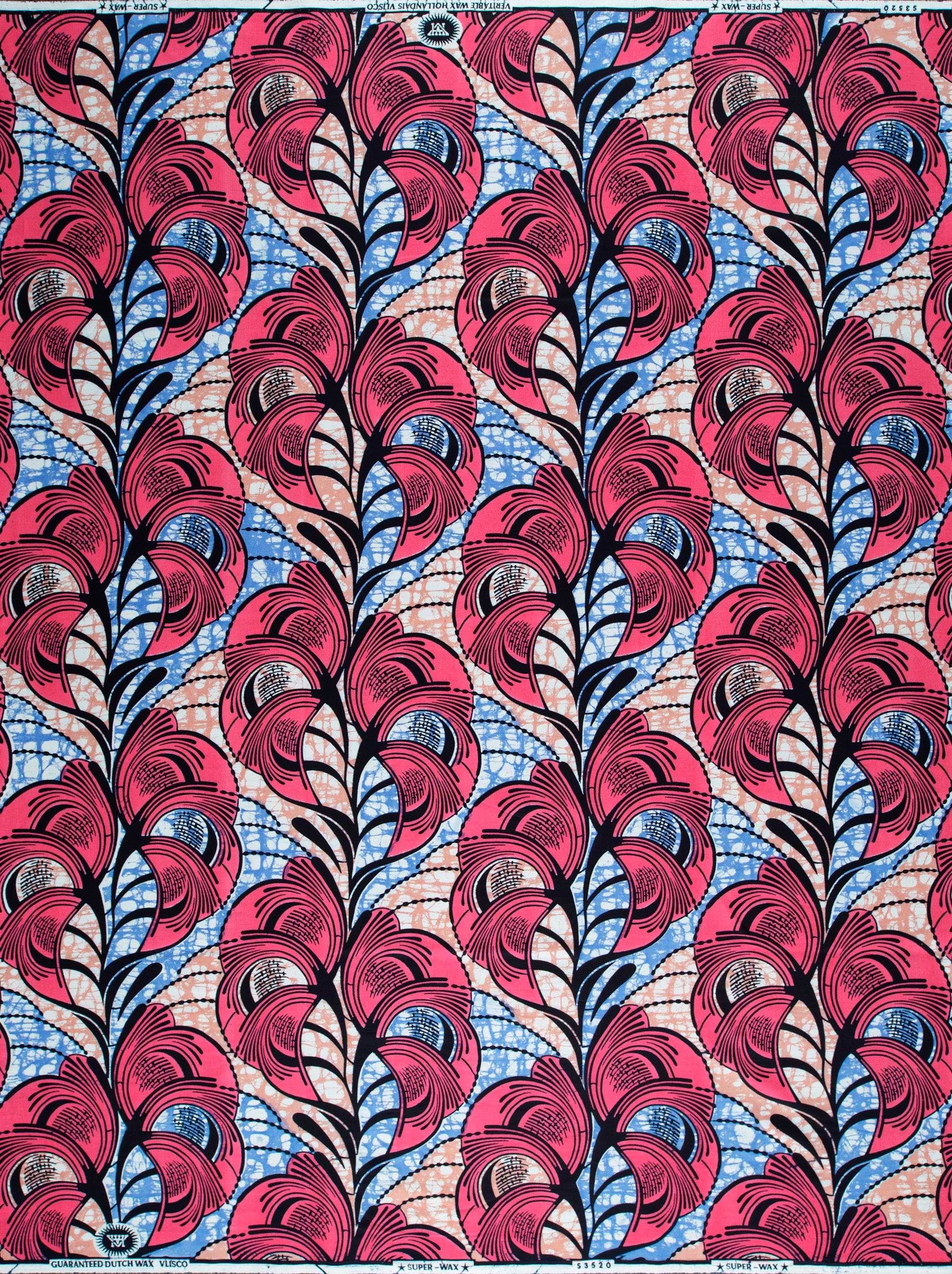 Vibrant pink blue african print super-wax vls3520.009