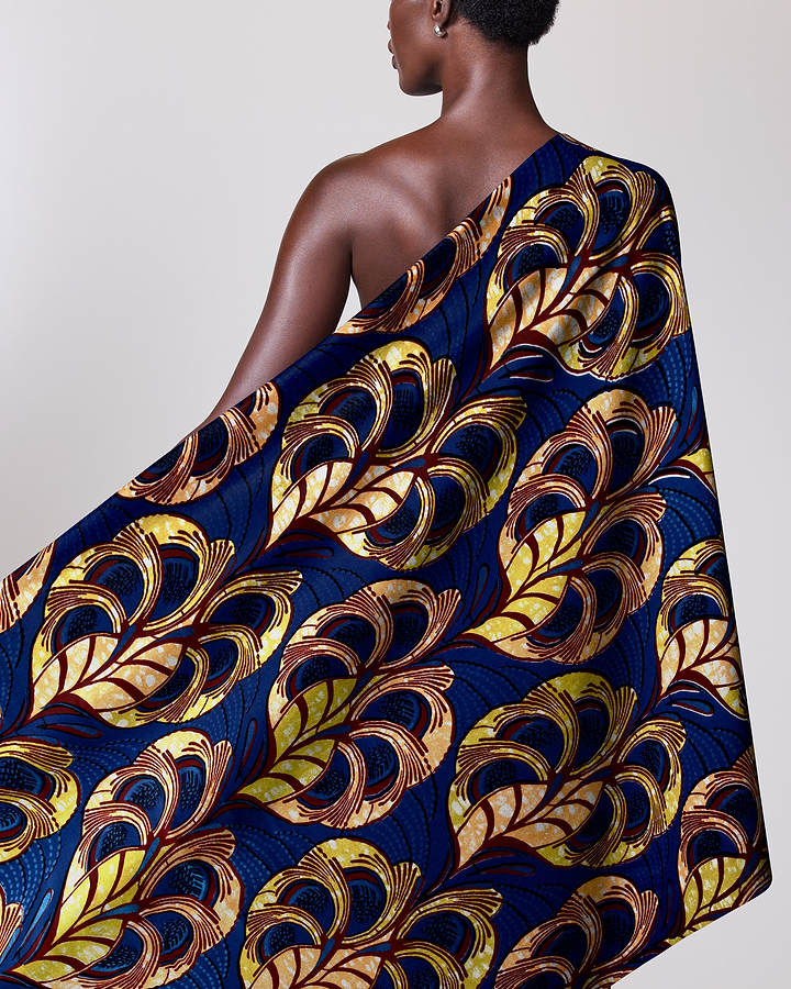 Vibrant blue african print fabric super-wax vls3520.010