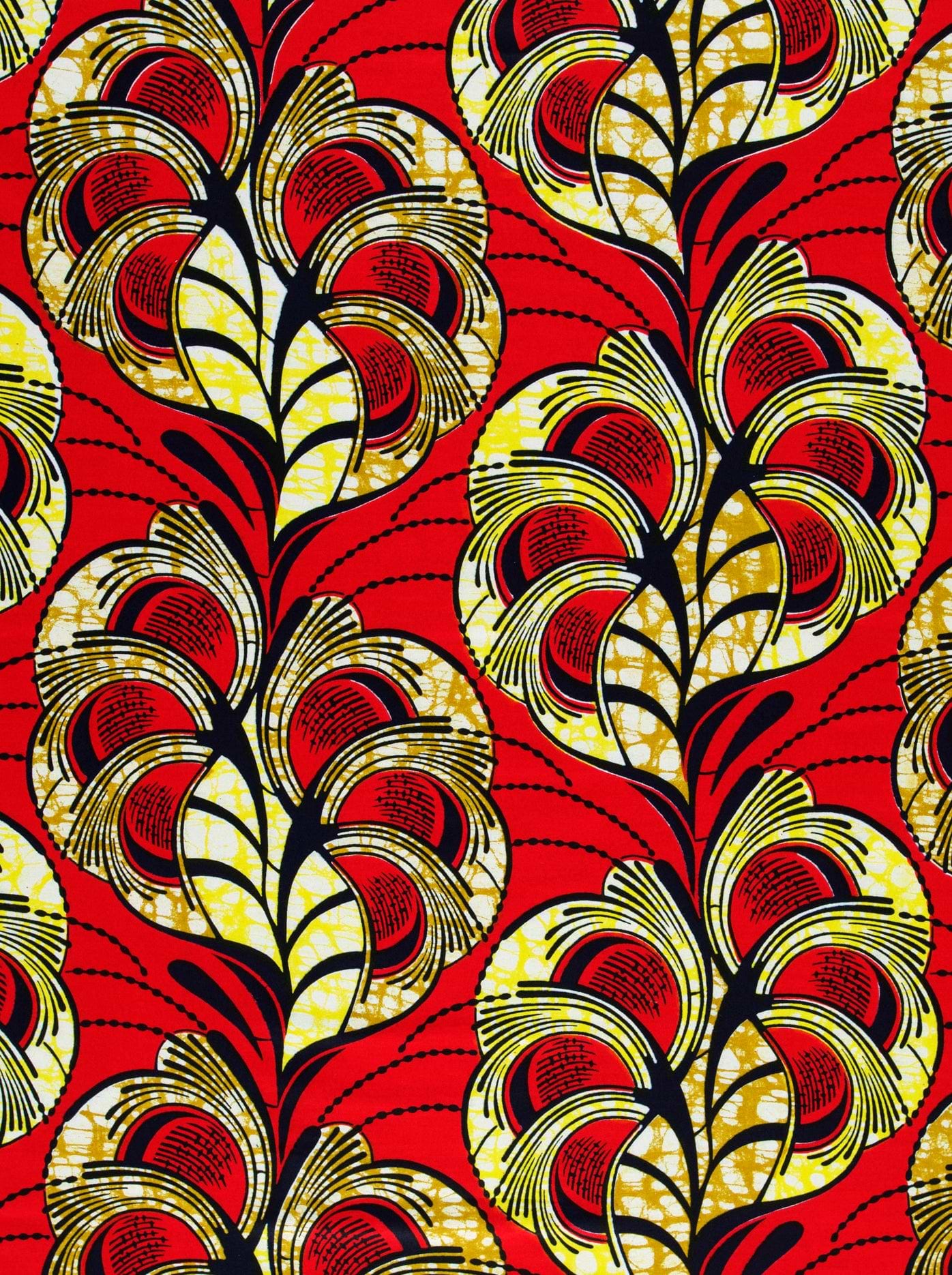 Vibrant red fabric bold yellow super-wax vls3520.014
