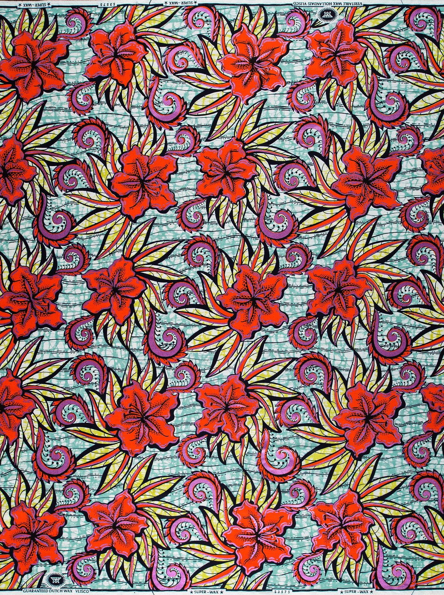 Vibrant red floral patterned fabric super-wax vls3575.018