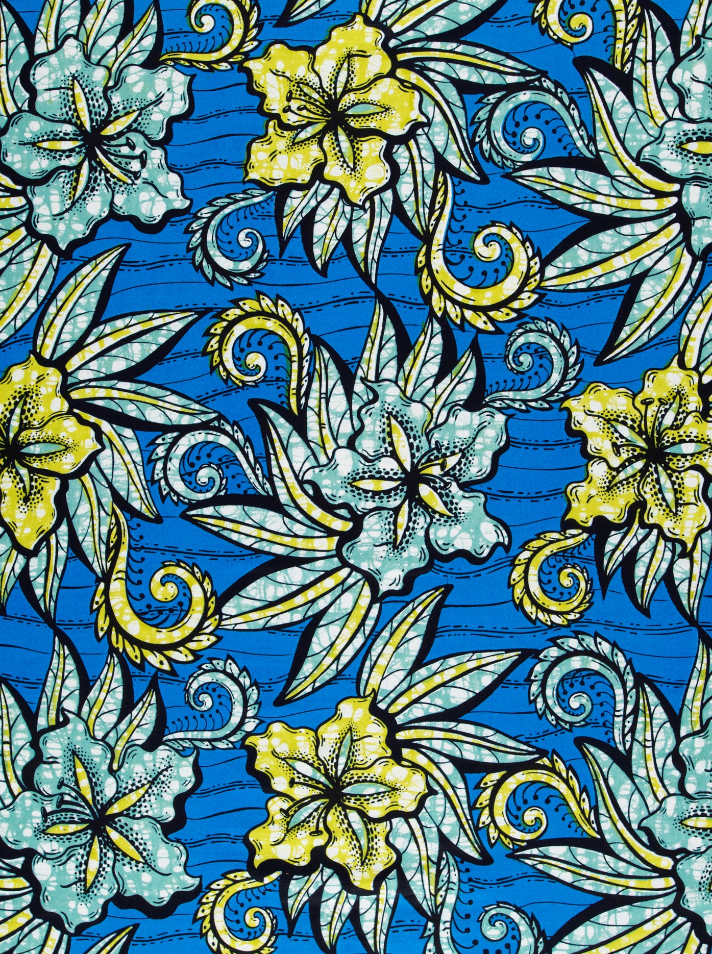 Vibrant blue fabric bold yellow super-wax vls3575.019
