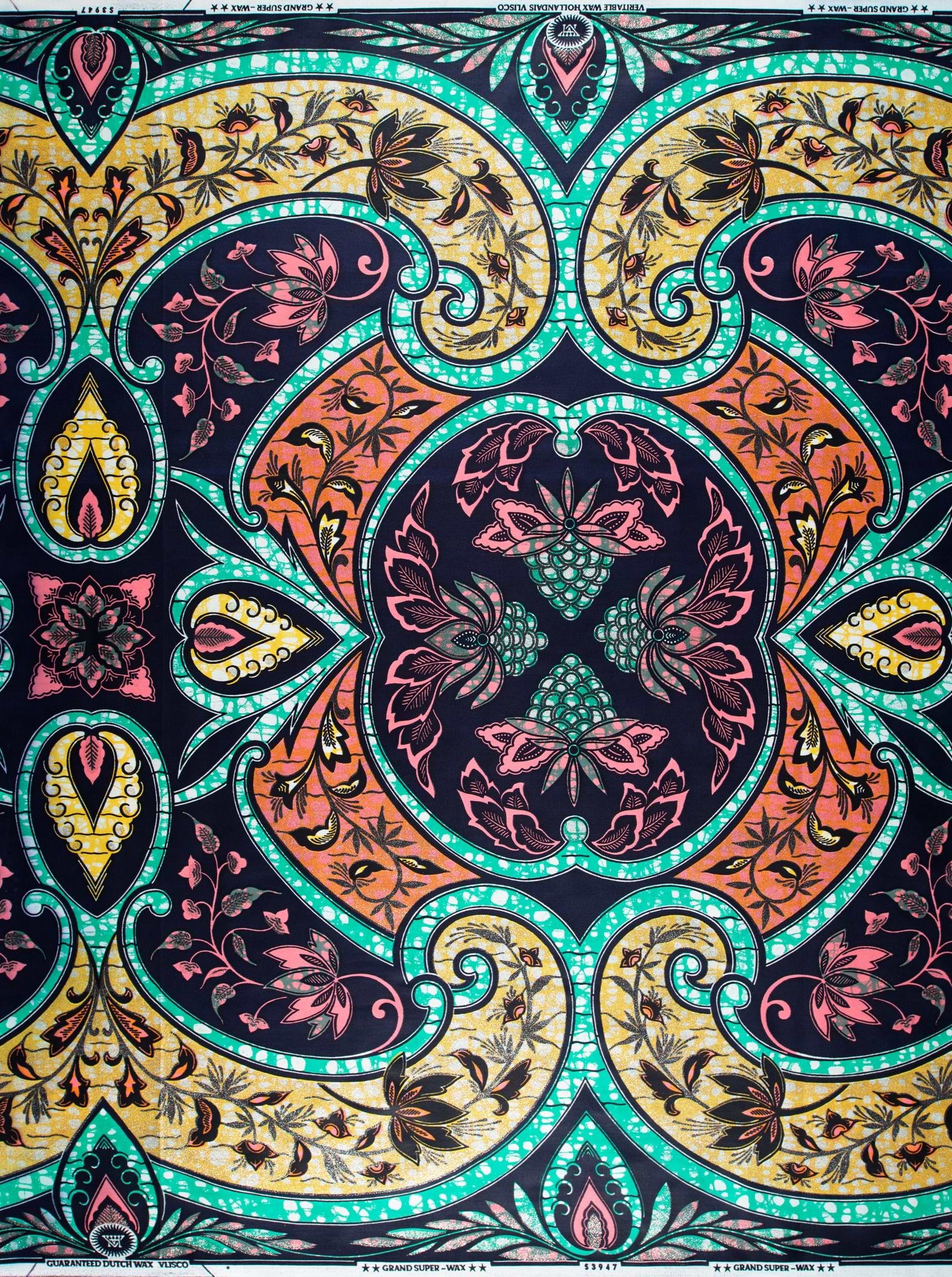 Vibrant ornate fabric symmetrical paisley grand super-wax vls3947.013