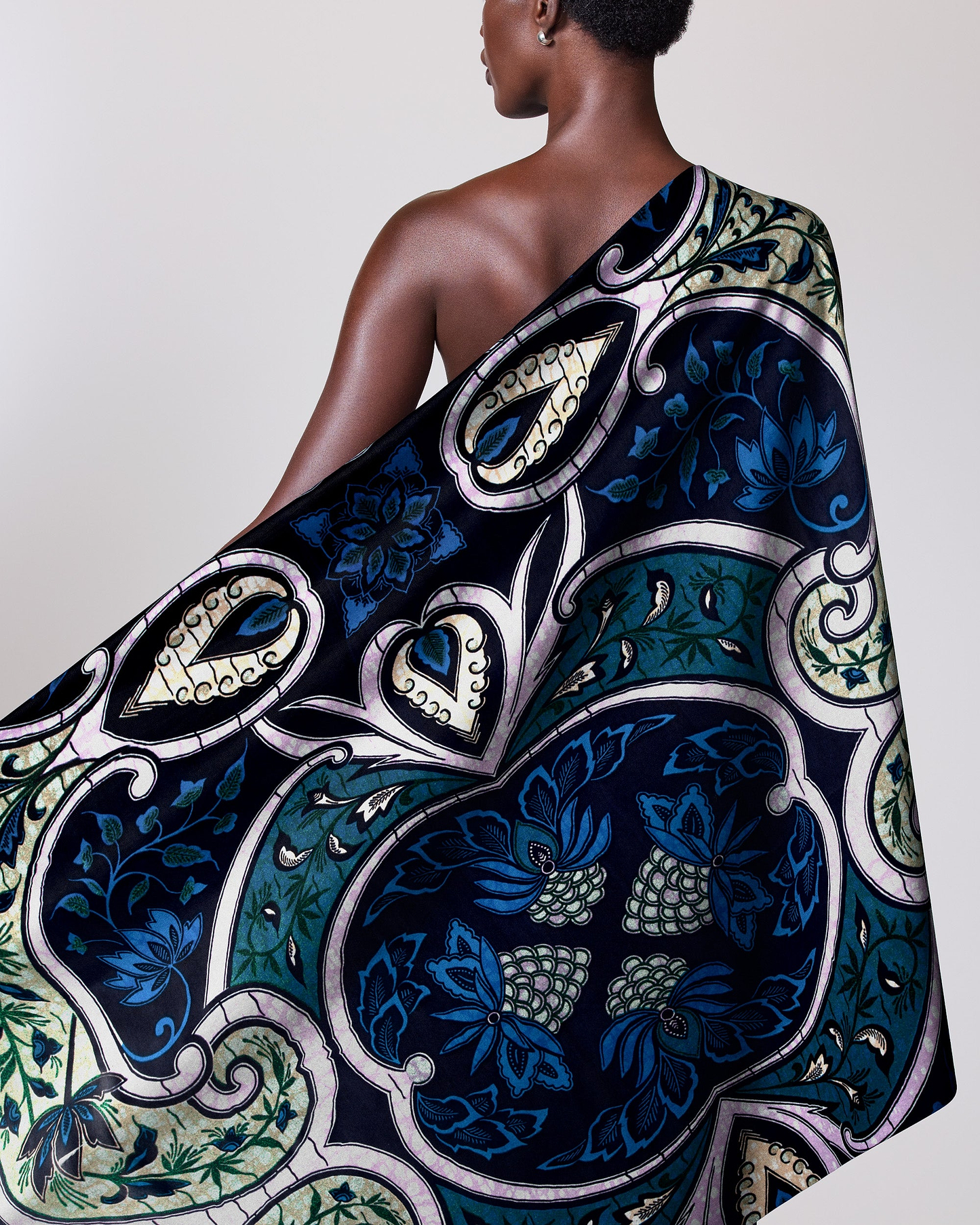 Luxurious navy blue teal silk grand super-wax vls3947.014