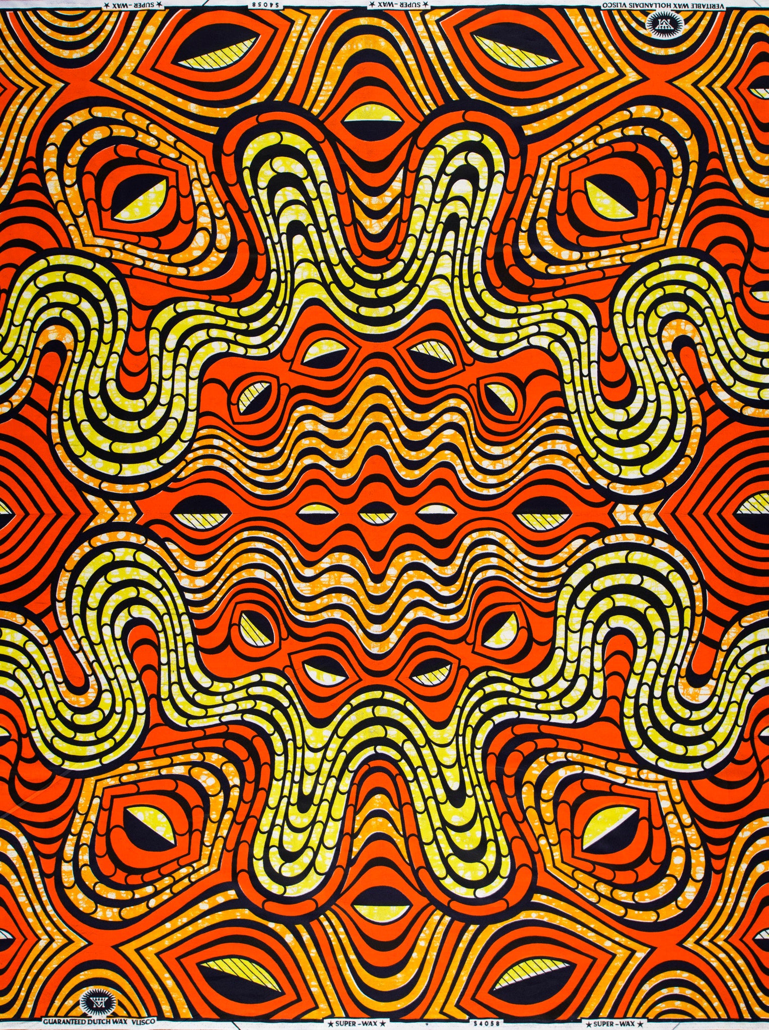 Vibrant orange yellow abstract patterned super-wax vls4058.003