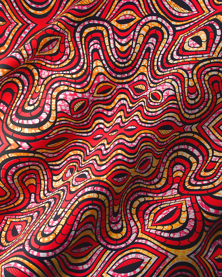 Vibrant red orange black wavy super-wax vls4058.007
