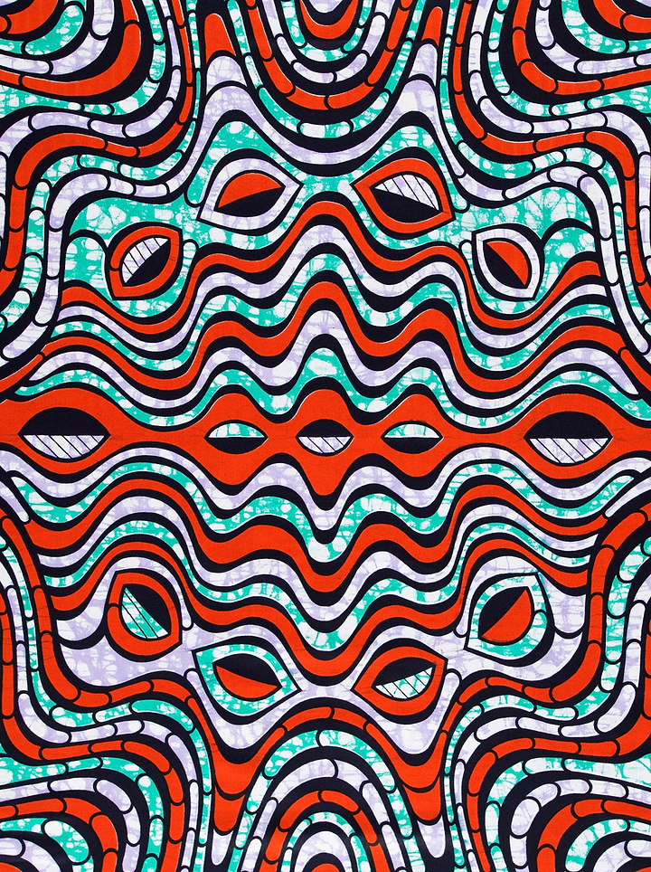 Vibrant red teal black wavy super-wax vls4058.008