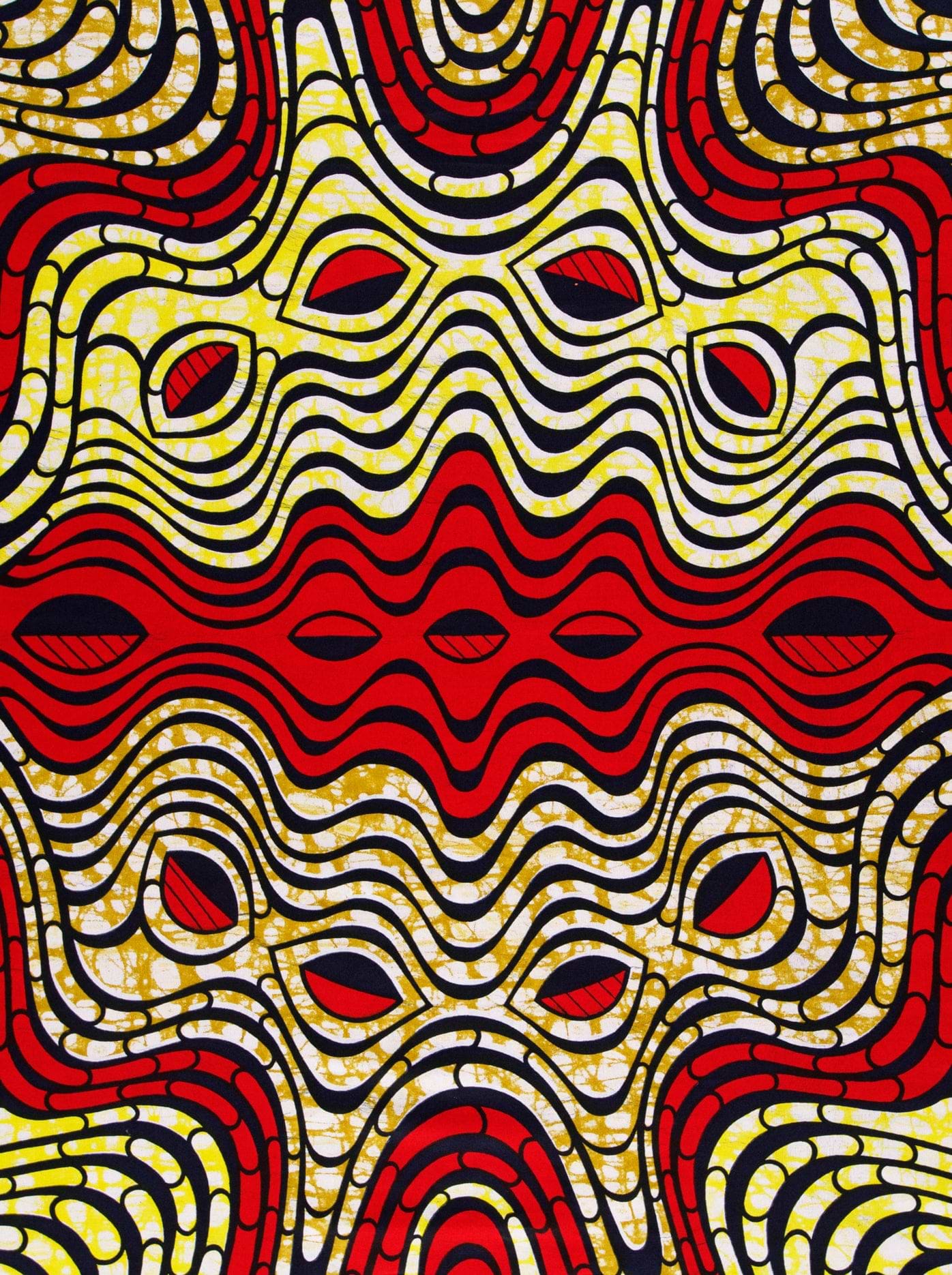 Vibrant red black yellow wavy super-wax vls4058.012