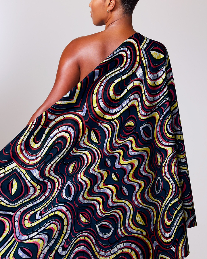 Vibrant one-shoulder dress made bold super-wax vls4058.013