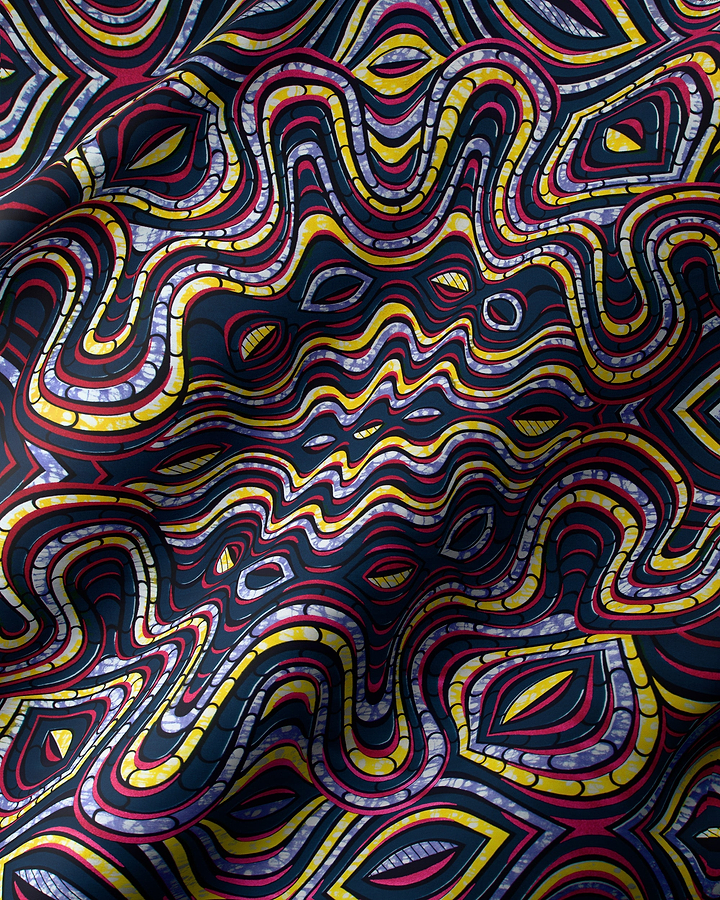 Vibrant fluid-patterned fabric bold yellow super-wax vls4058.013