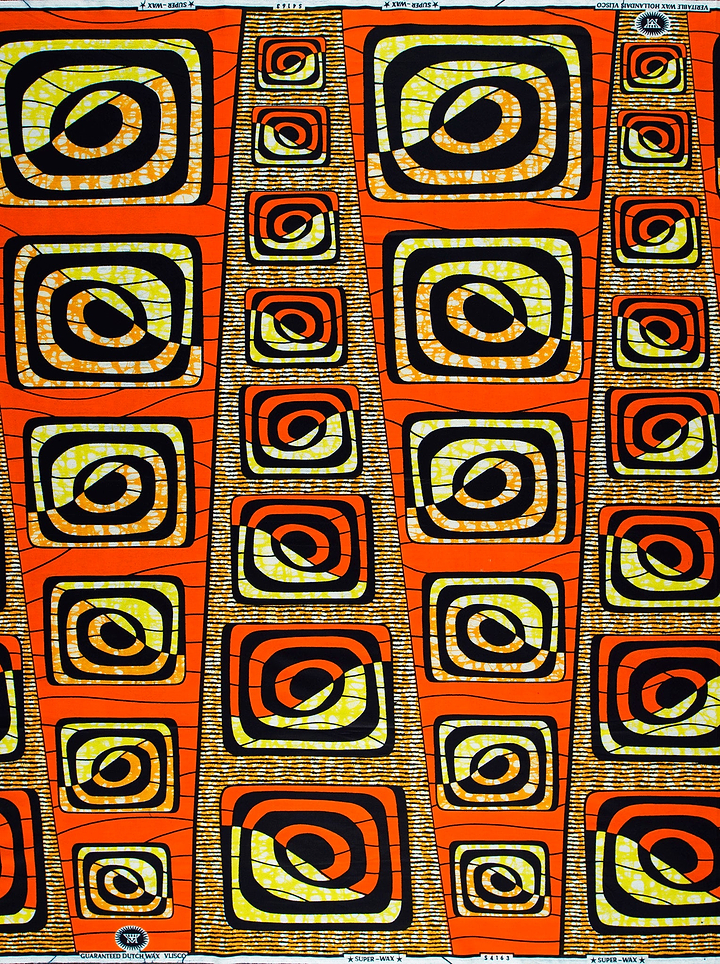 Vibrant orange fabric bold geometric super-wax vls4163.001