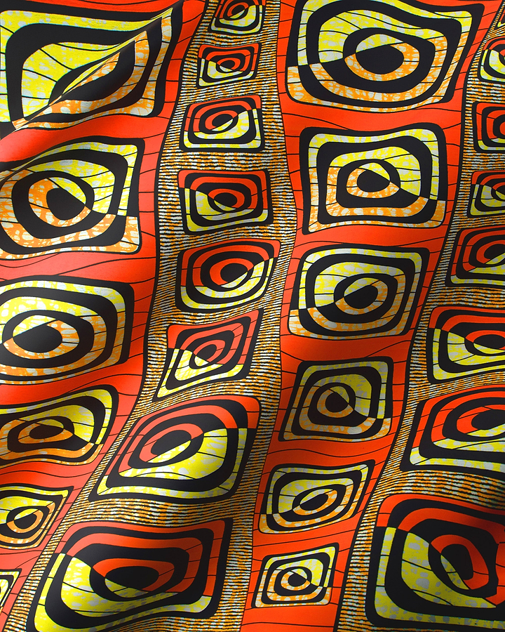 Vibrant red fabric bold geometric super-wax vls4163.001