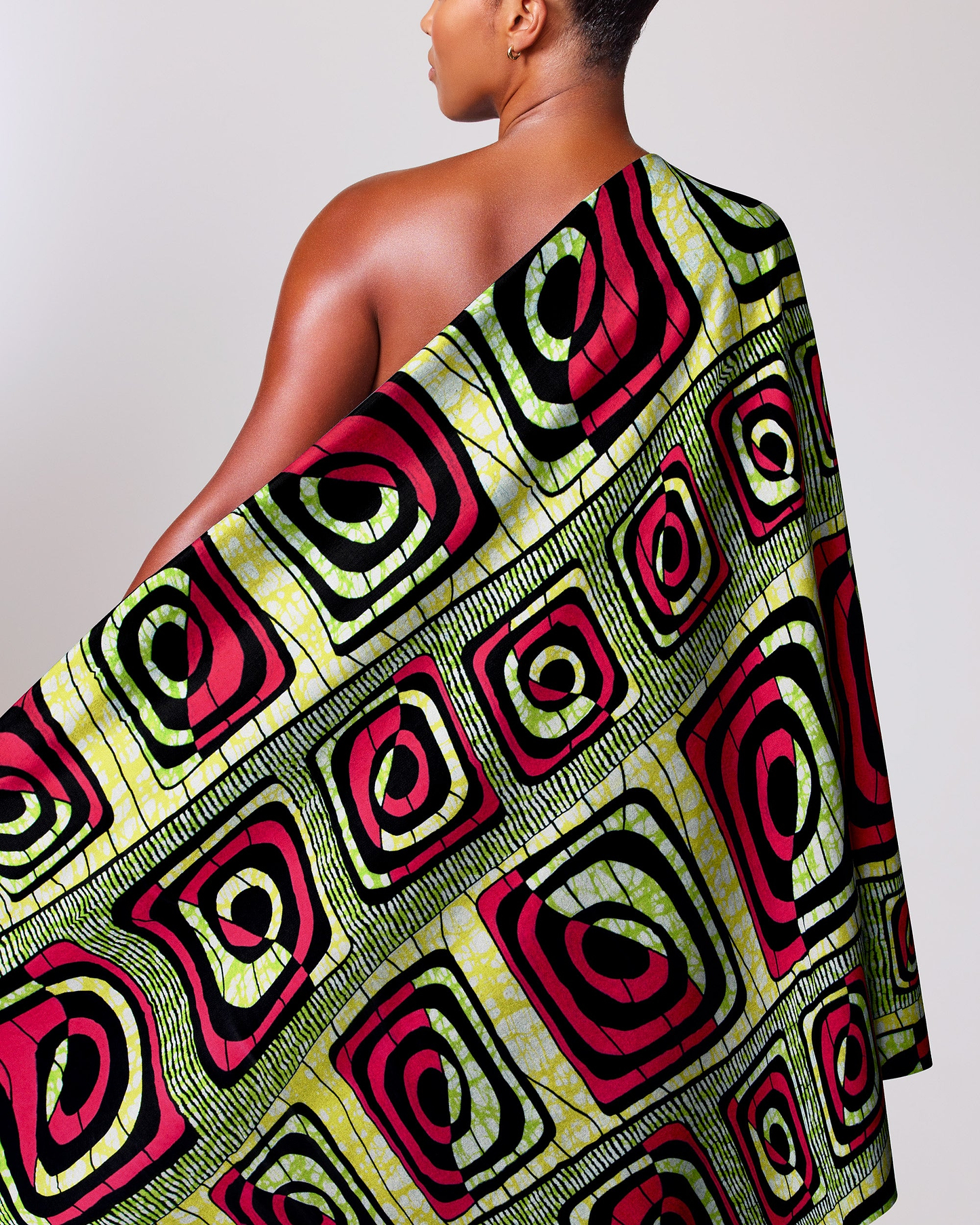 Vibrant one-shoulder wrap dress bold super-wax vls4163.002
