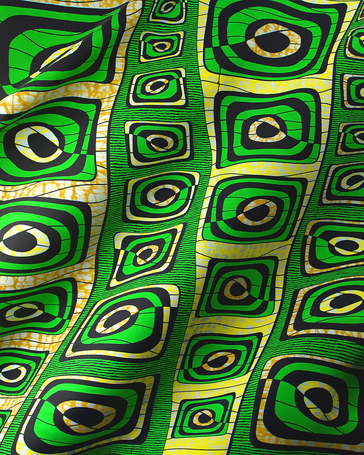 Vibrant green yellow african print super-wax vls4163.004