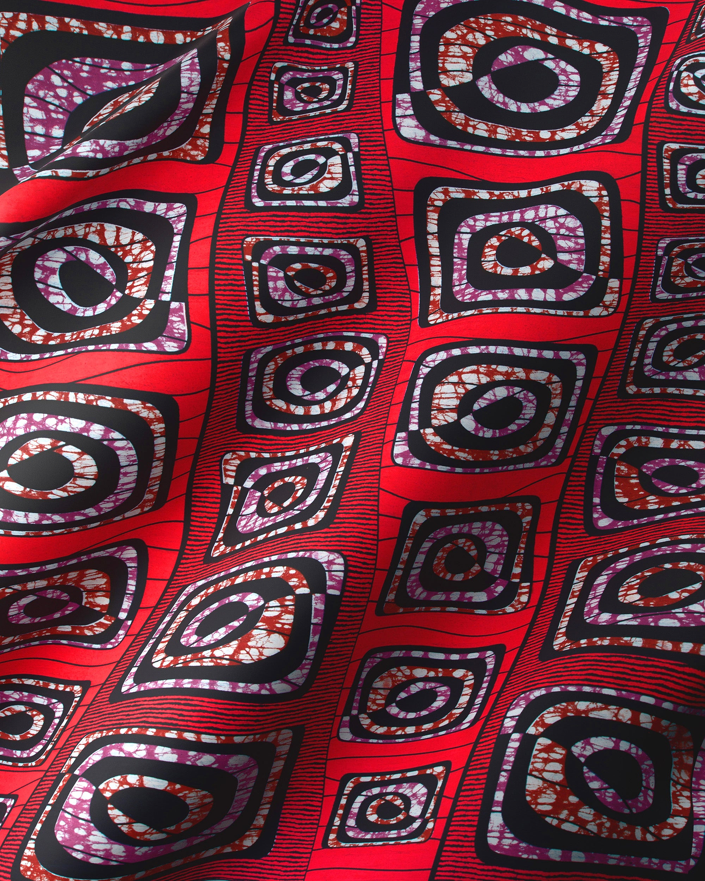 Vibrant red african print fabric super-wax vls4163.005