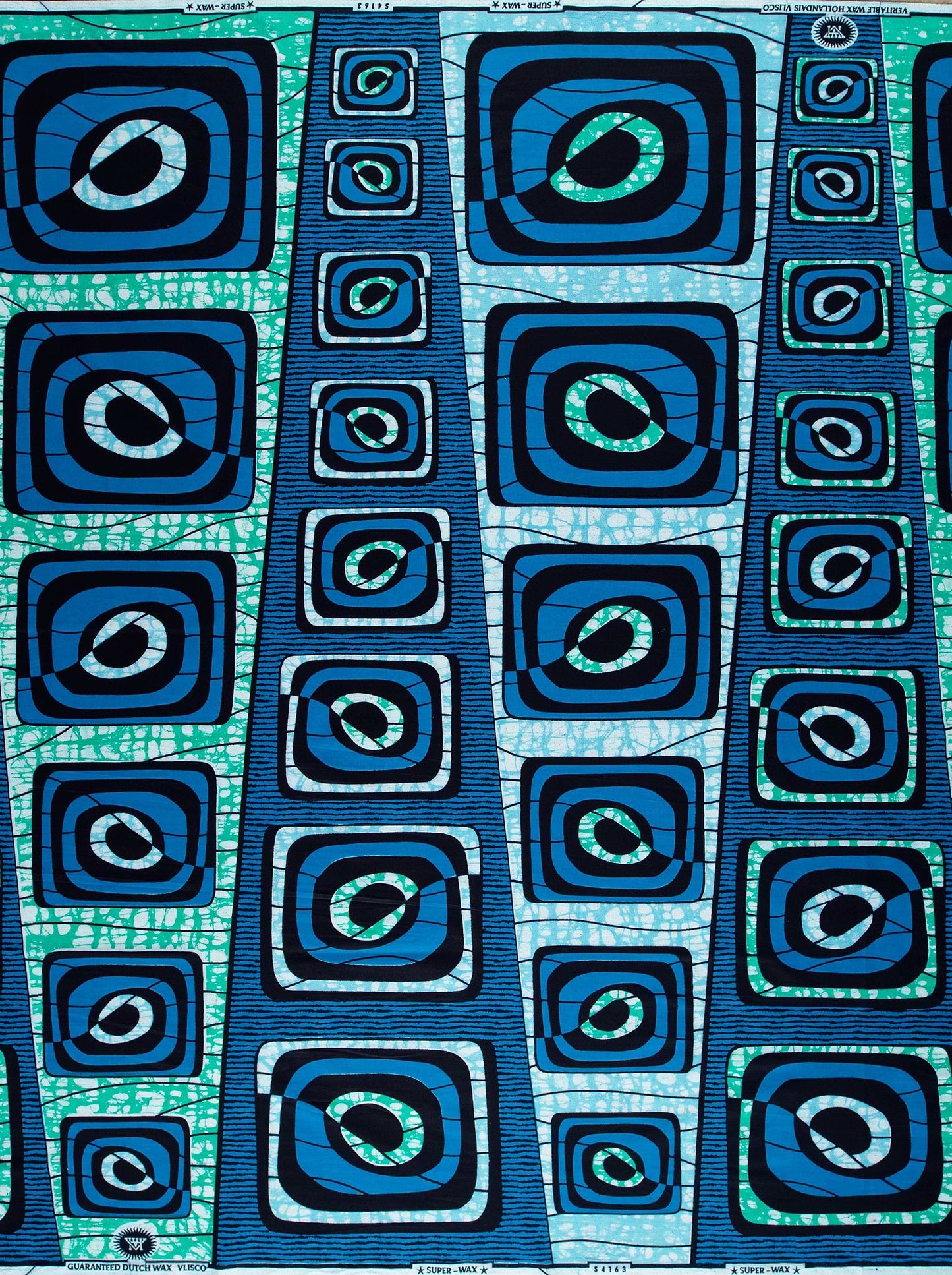 Vibrant blue teal geometric-patterned african super-wax vls4163.007