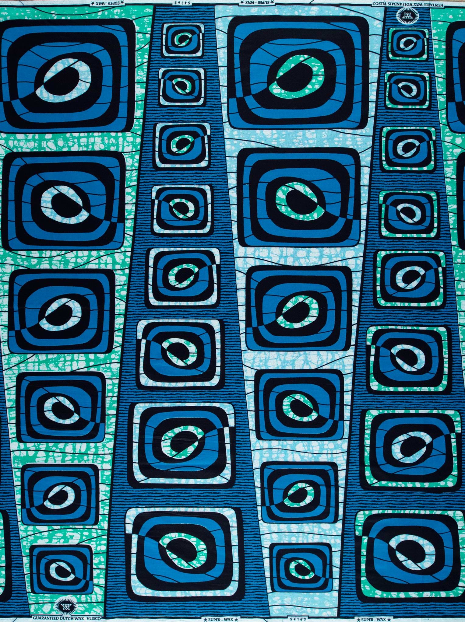 Vibrant blue teal geometric-patterned african super-wax vls4163.007