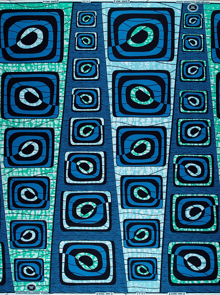 Vibrant blue teal geometric-patterned african super-wax vls4163.007