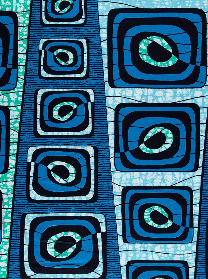 Vibrant blue teal geometric-patterned african super-wax vls4163.007