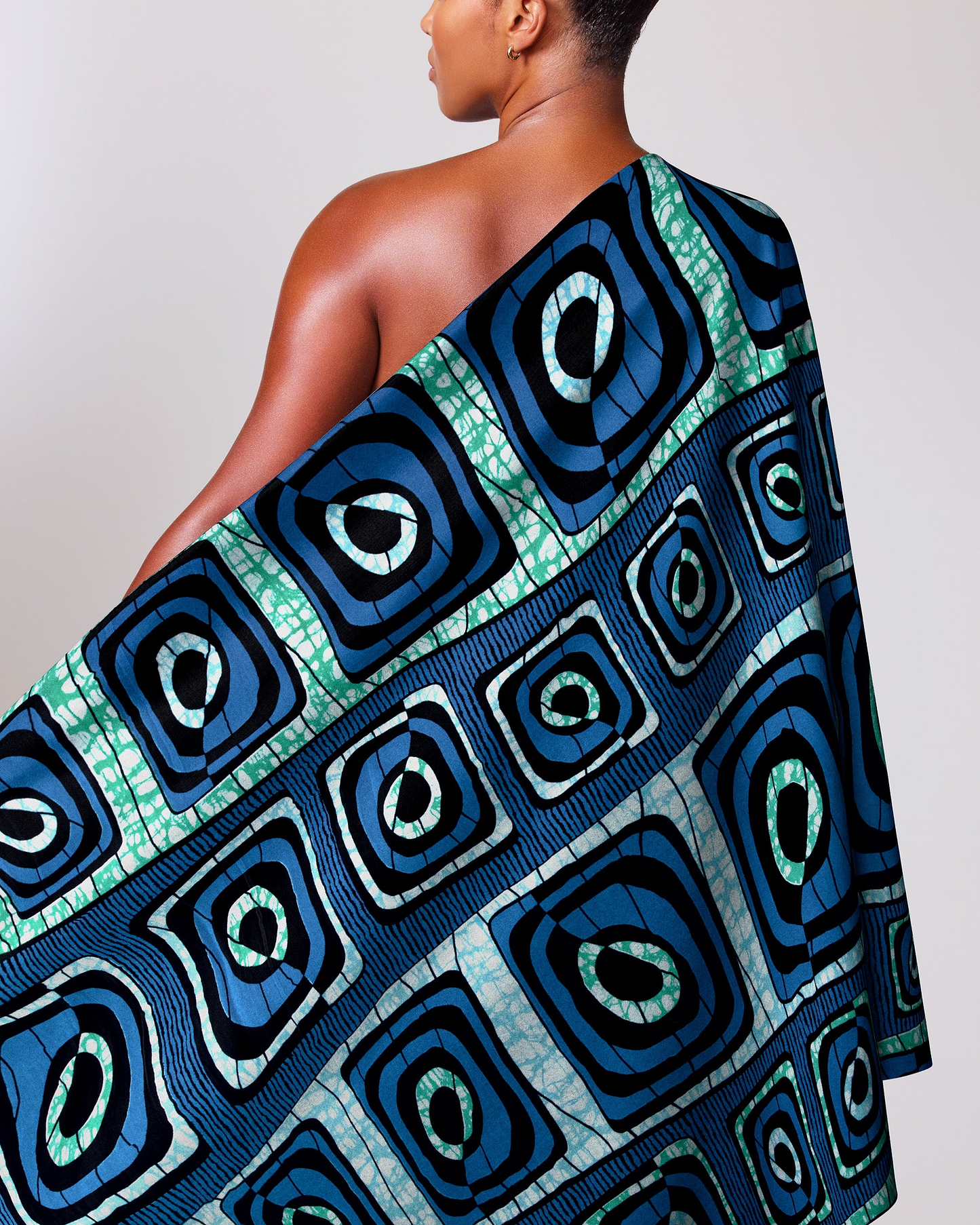 Vibrant blue green geometric-patterned fabric super-wax vls4163.007