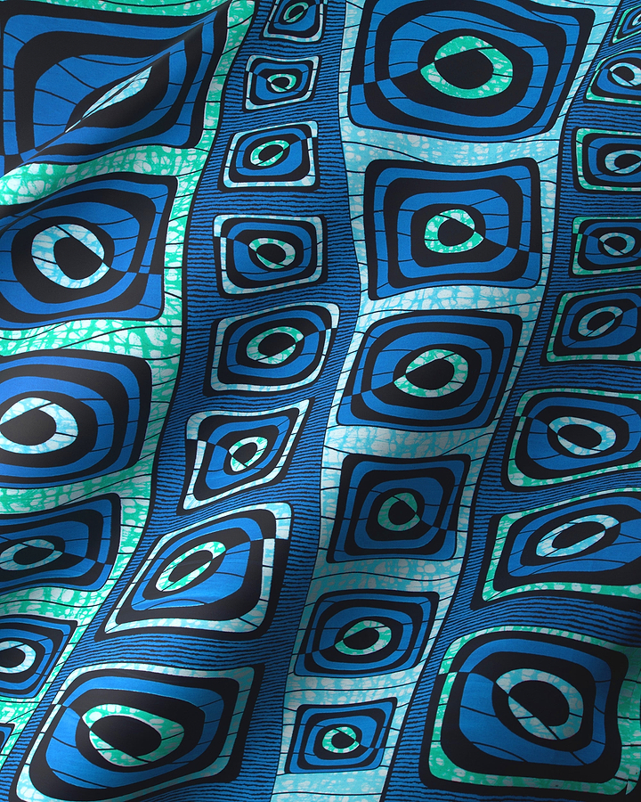 Vibrant blue teal african print super-wax vls4163.007