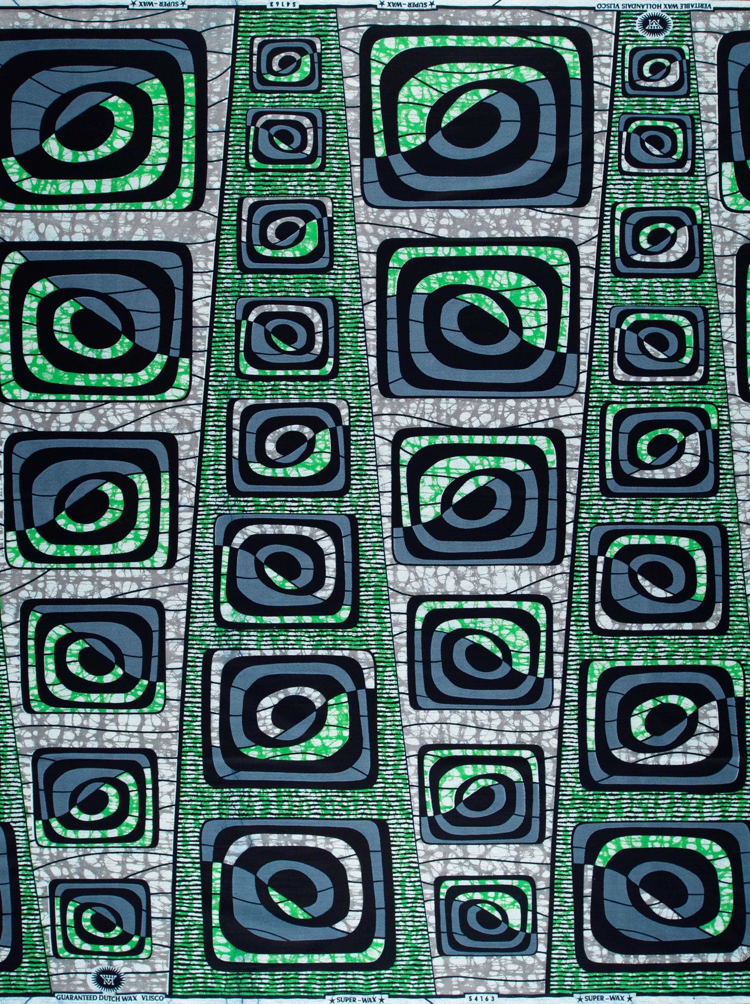 Vibrant green black geometric-patterned fabric super-wax vls4163.008