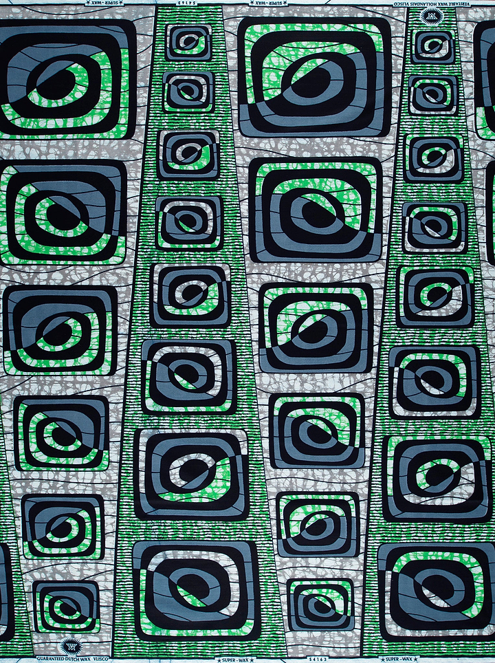 Vibrant green black geometric-patterned fabric super-wax vls4163.008
