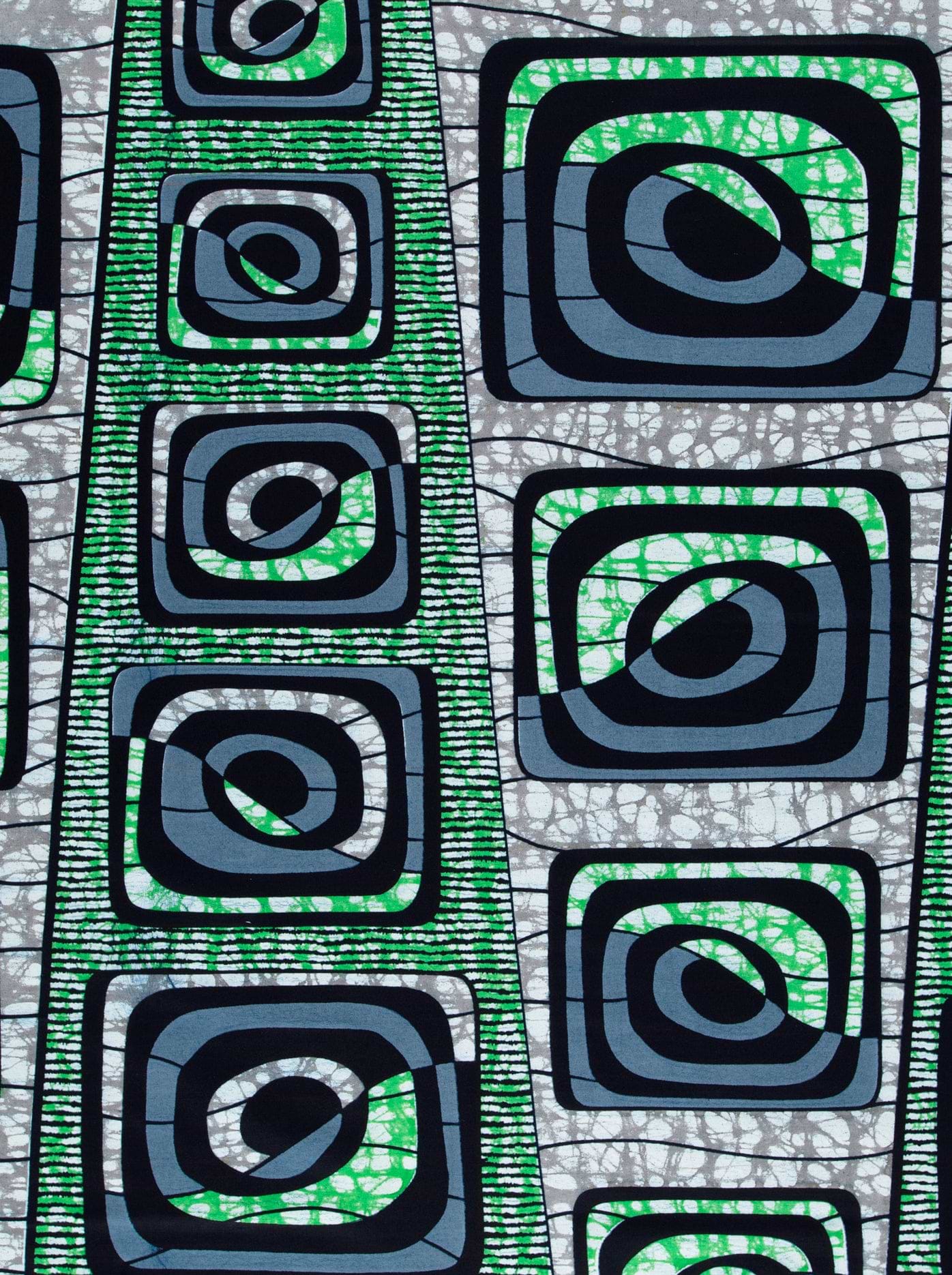 Vibrant green black geometric-patterned fabric super-wax vls4163.008