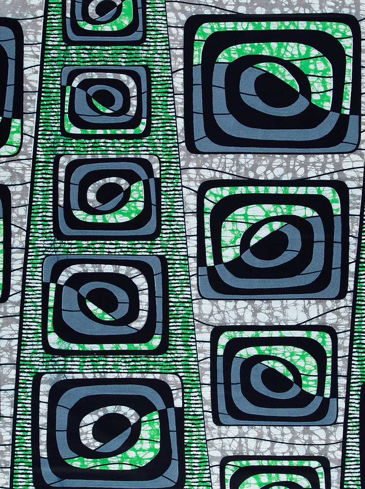 Vibrant green black geometric-patterned fabric super-wax vls4163.008