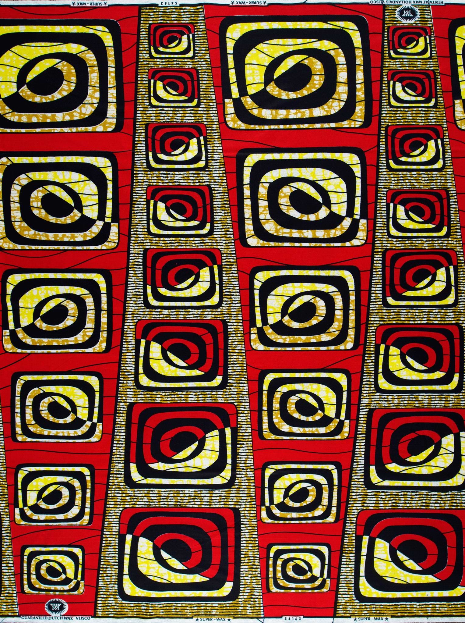 Vibrant red african print fabric super-wax vls4163.009