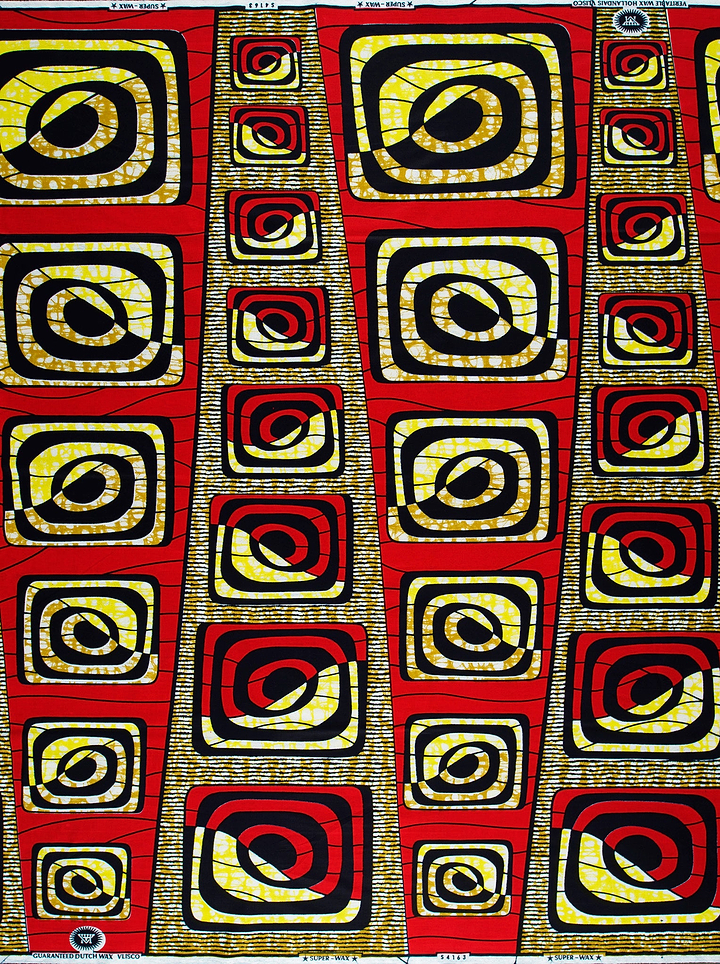 Vibrant red african print fabric super-wax vls4163.009