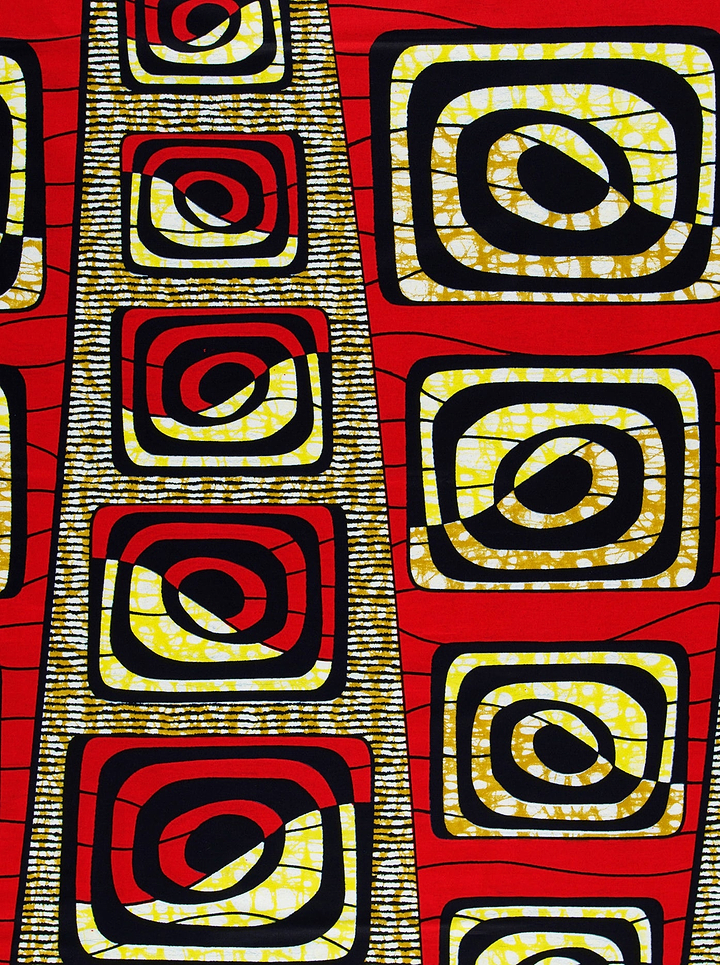 Vibrant red fabric bold geometric super-wax vls4163.009
