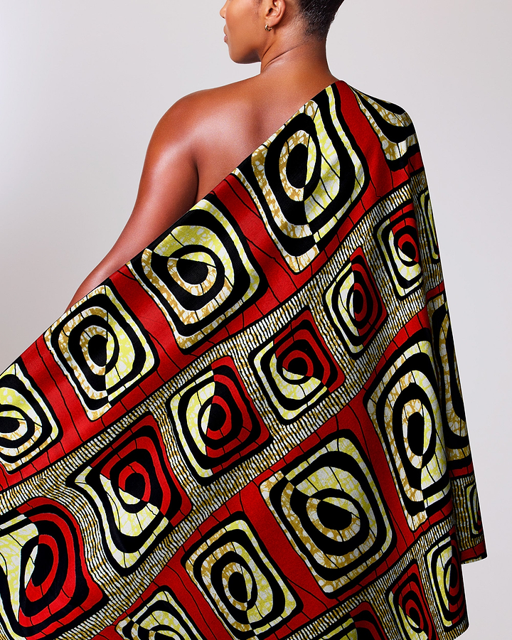 Vibrant red black cream geometric-patterned super-wax vls4163.009