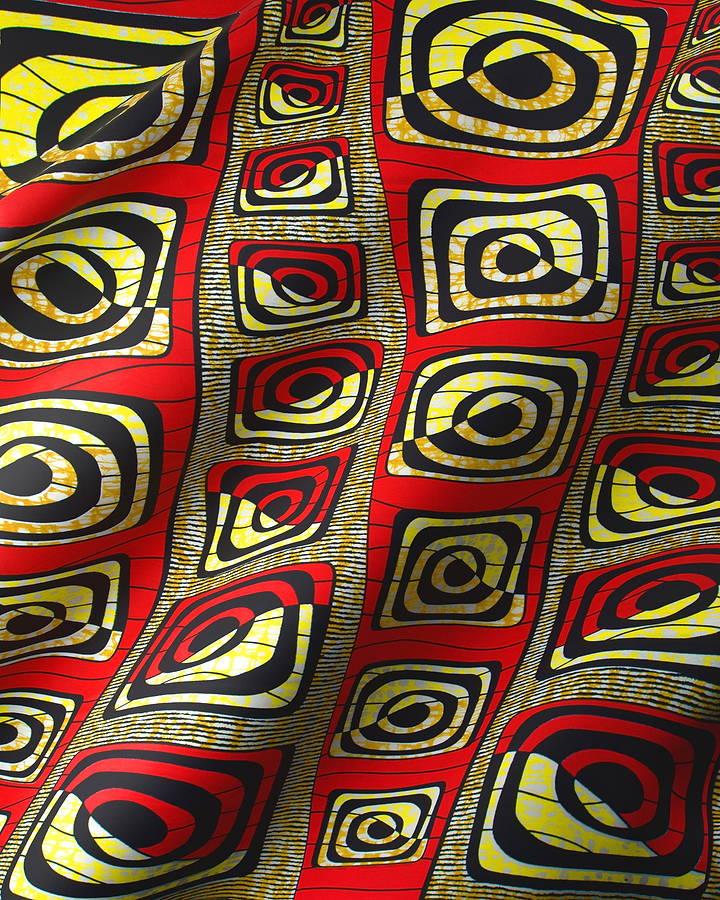 Vibrant red african print fabric super-wax vls4163.009