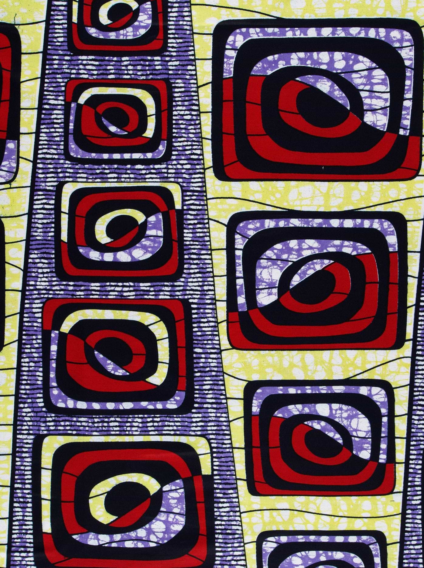 Vibrant geometric-patterned fabric bold red super-wax vls4163.010