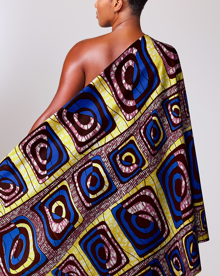 Vibrant yellow blue maroon geometric-patterned super-wax vls4163.012