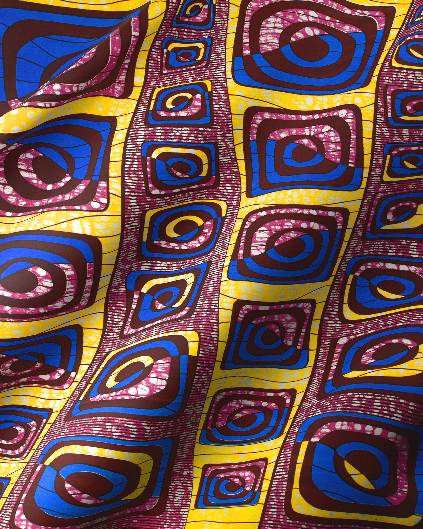 Vibrant yellow blue maroon patterned super-wax vls4163.012