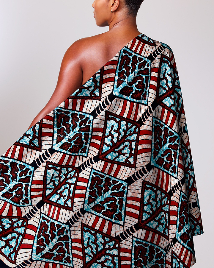 Vibrant one-shoulder wrap dress bold super-wax vls4398.003