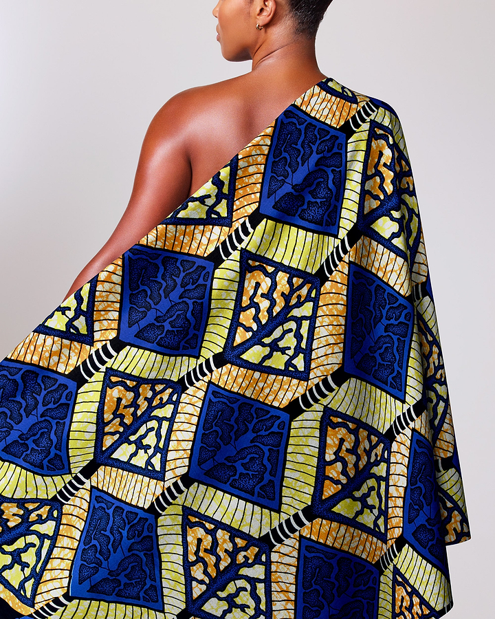 Vibrant one-shoulder wrap dress bold super-wax vls4398.004