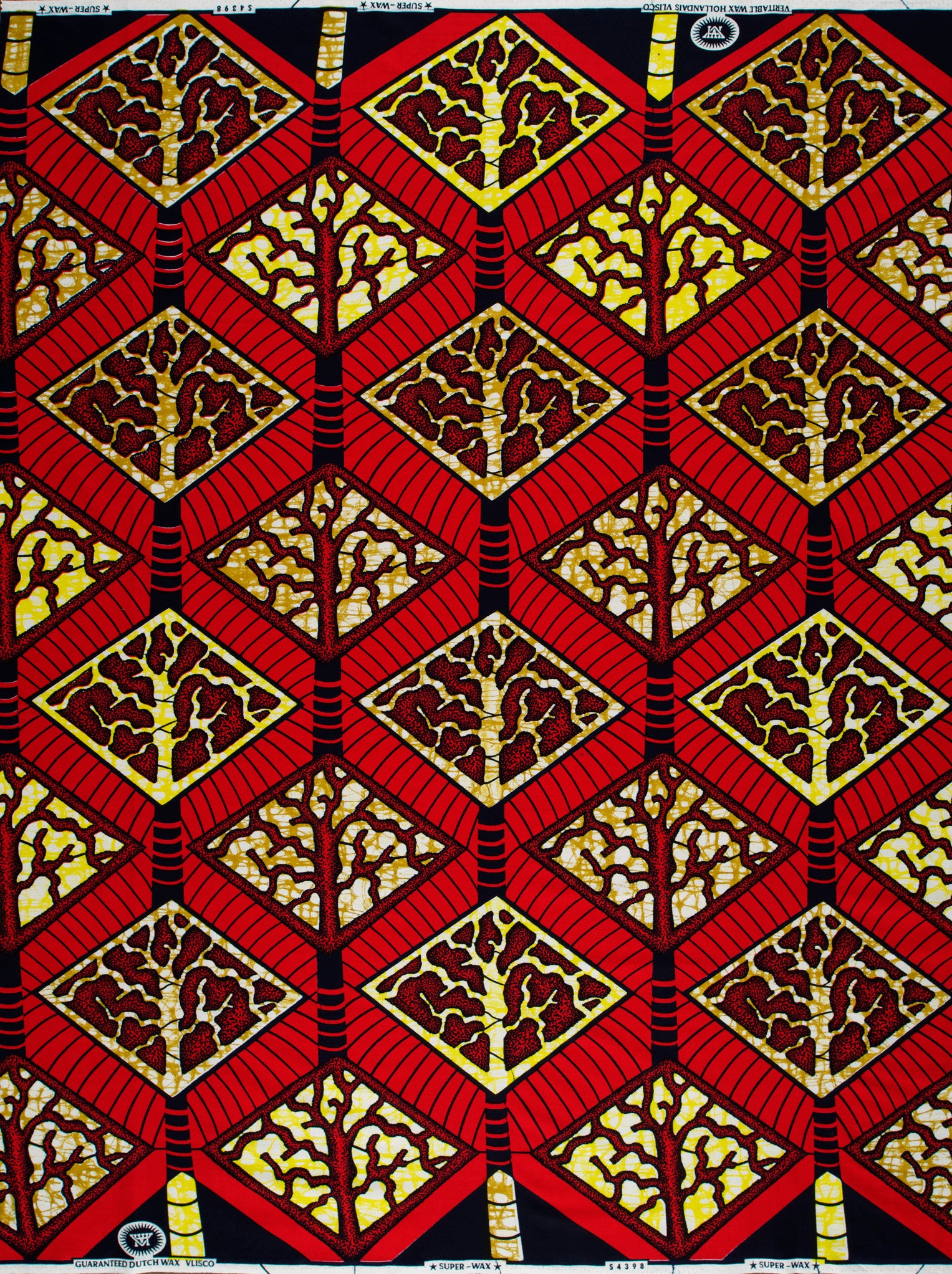 Vibrant red gold african print super-wax vls4398.005