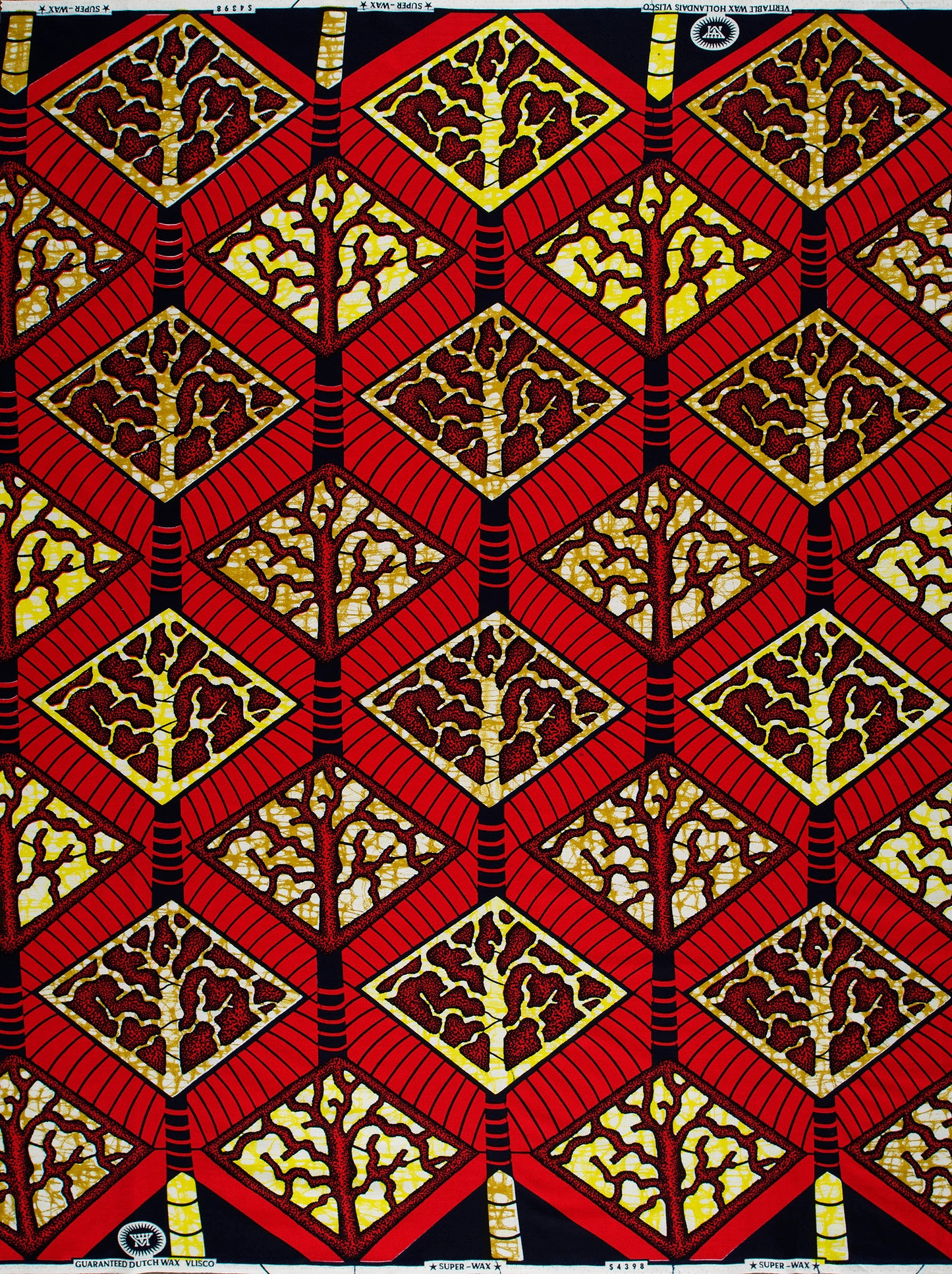 Vibrant red gold african print super-wax vls4398.005