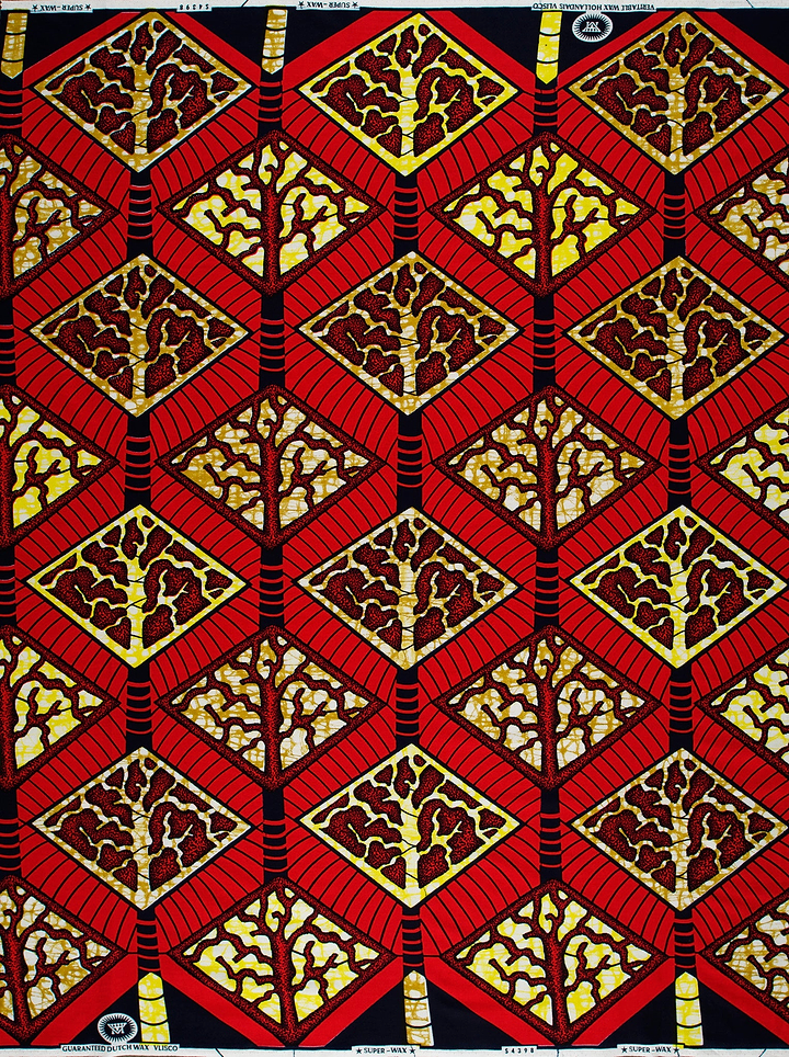 Vibrant red gold african print super-wax vls4398.005