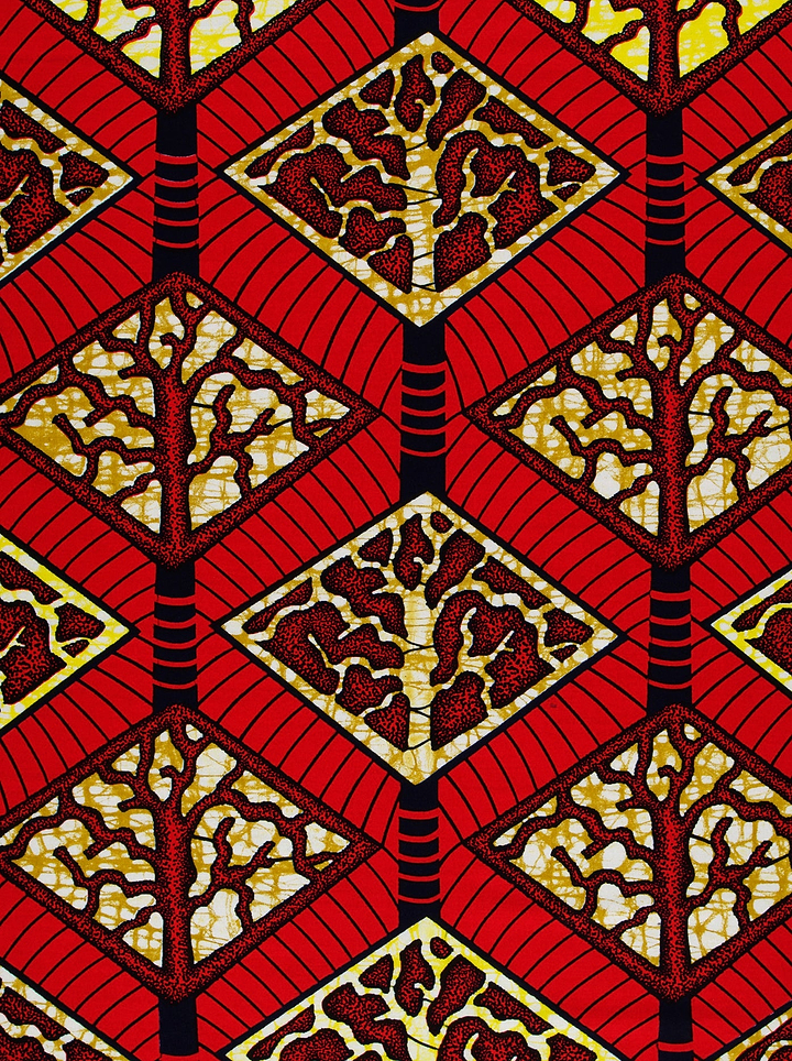 Vibrant red african print fabric super-wax vls4398.005