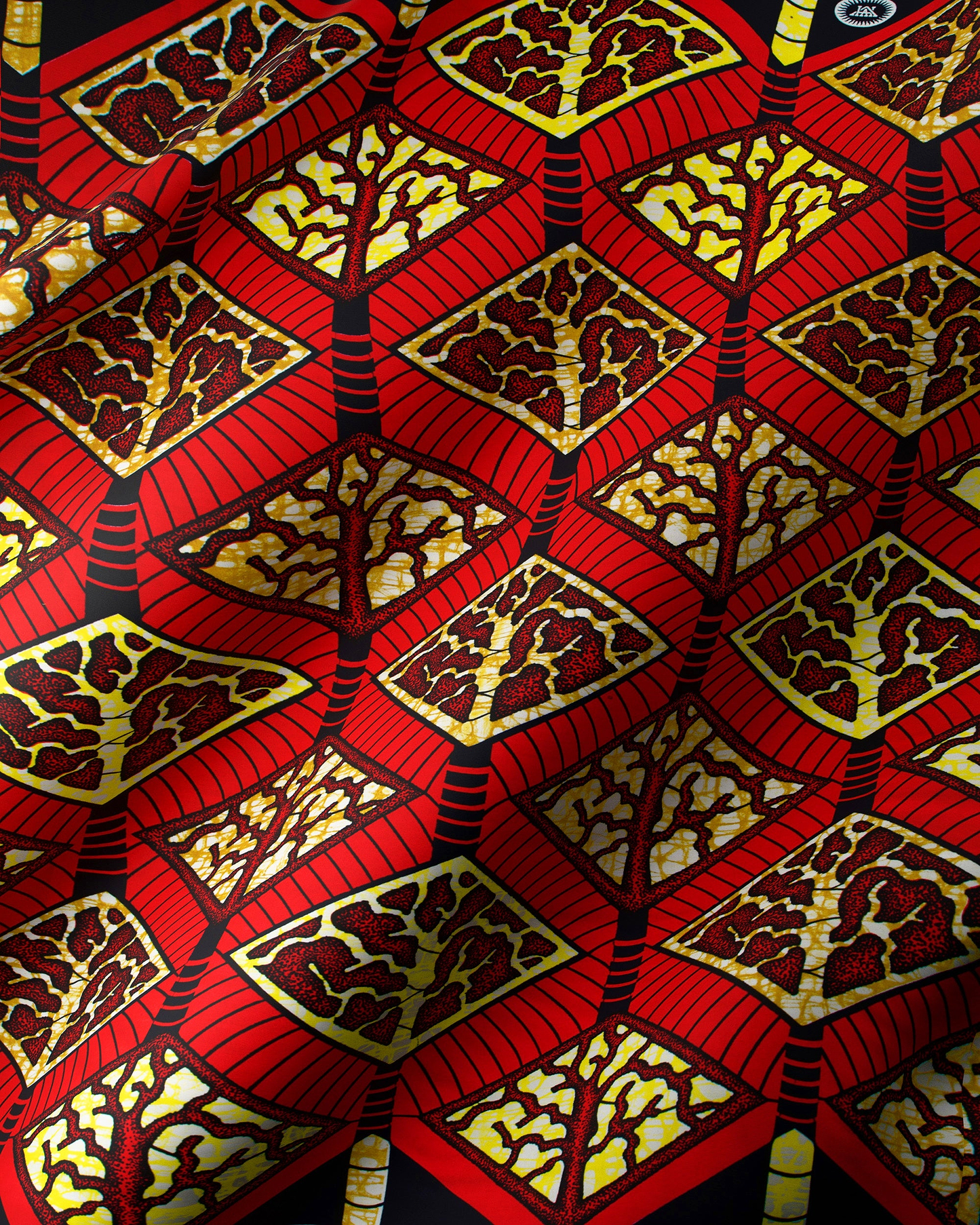 Vibrant red african print fabric super-wax vls4398.005