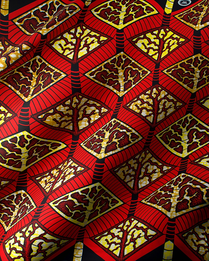 Vibrant red african print fabric super-wax vls4398.005