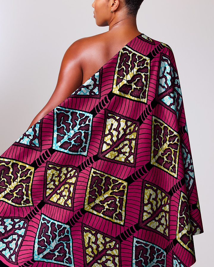 Vibrant one-shoulder wrap dress bold super-wax vls4398.006